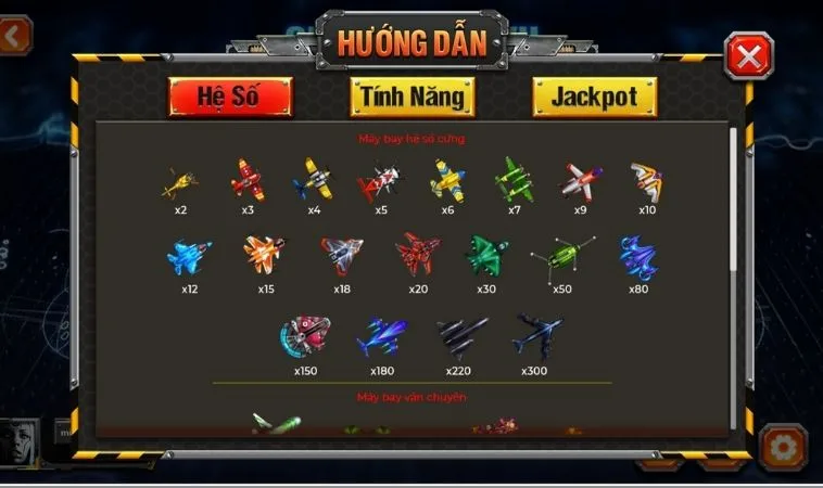 Hướng Dẫn Cách Chơi Bắn Cá Đại Chiến B52 Tại 9Club Chi Tiết 2 Các loại máy bay trong game Bắn Cá Đại Chiến B52 Tại 9Club