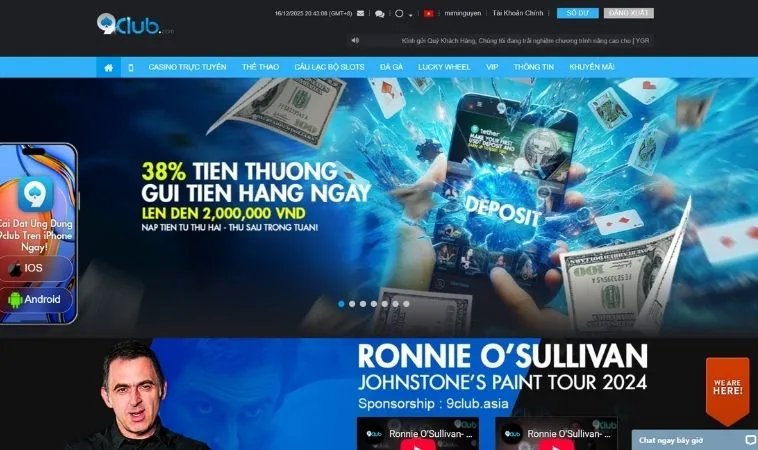 Giao diện trang chủ nhà cái 9Club