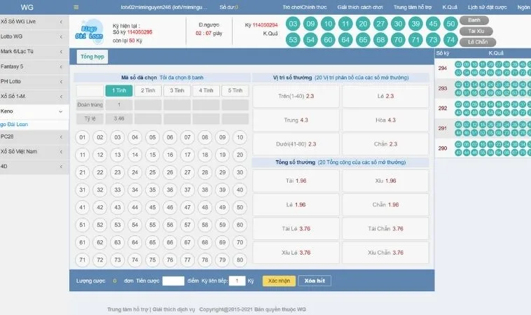 Giao diện chơi game nhanh Keno Tại 9Club