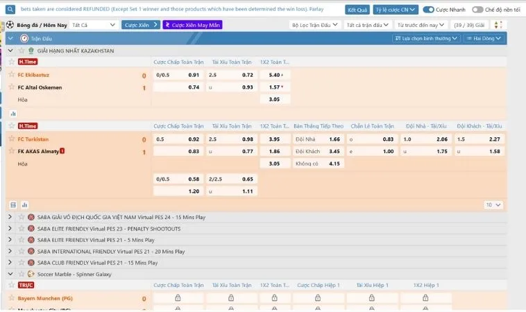 Bảng kèo cá cược bóng đá 9Club